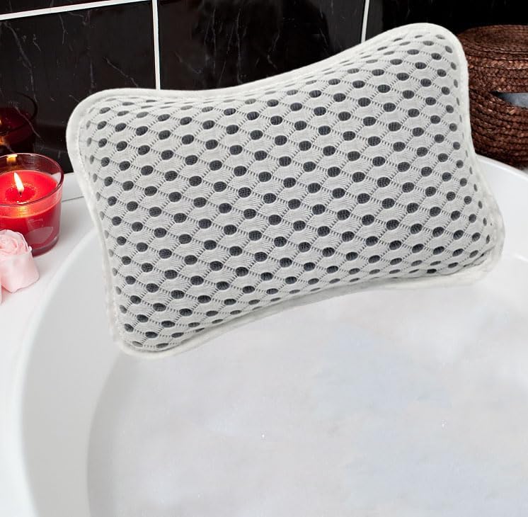 Rasenoo Bath Pillows for tub,Home Spa Pillows for Bathtub, Hot Tub,Head and Neck Support with 2 Strong Suction Cups,Grey - Image 1